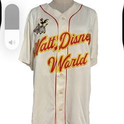 Disney Walt Disney World Moana Princess Baseball Jersey Cream Beige 2025 XL adult size, button up, beige/orange/yellow, short sleeve, made china, orig