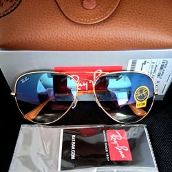Ray-Ban RB3026 Gold Frame Blue Gradient Lens 62mm Sunglasses