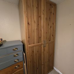 Armoire (Ikea) with Shelving, Drawer bins, Hanger Rod