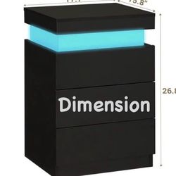 🥨1Pcs ADORNEVE Nightstand with Charging Station and LED Lights,Night Stand with Sliding Top,Bedside Table with Drawers,Modern End Side Table for Bedr