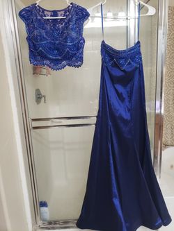 Blue sequins 2 piece Prom dress