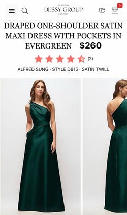 Alfred Sung Draped One-Shoulder Satin Maxi Dress