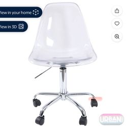 Acrylic and Metal Rolling Office Chair, Silver
