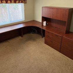 Desk, Hutch, File Cabinets, Office Chair 