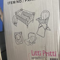 Litti Pritti 4-in-1 Baby Doll Nursery Playset - Includes Pack n’ Play, High Chair, and Carriers