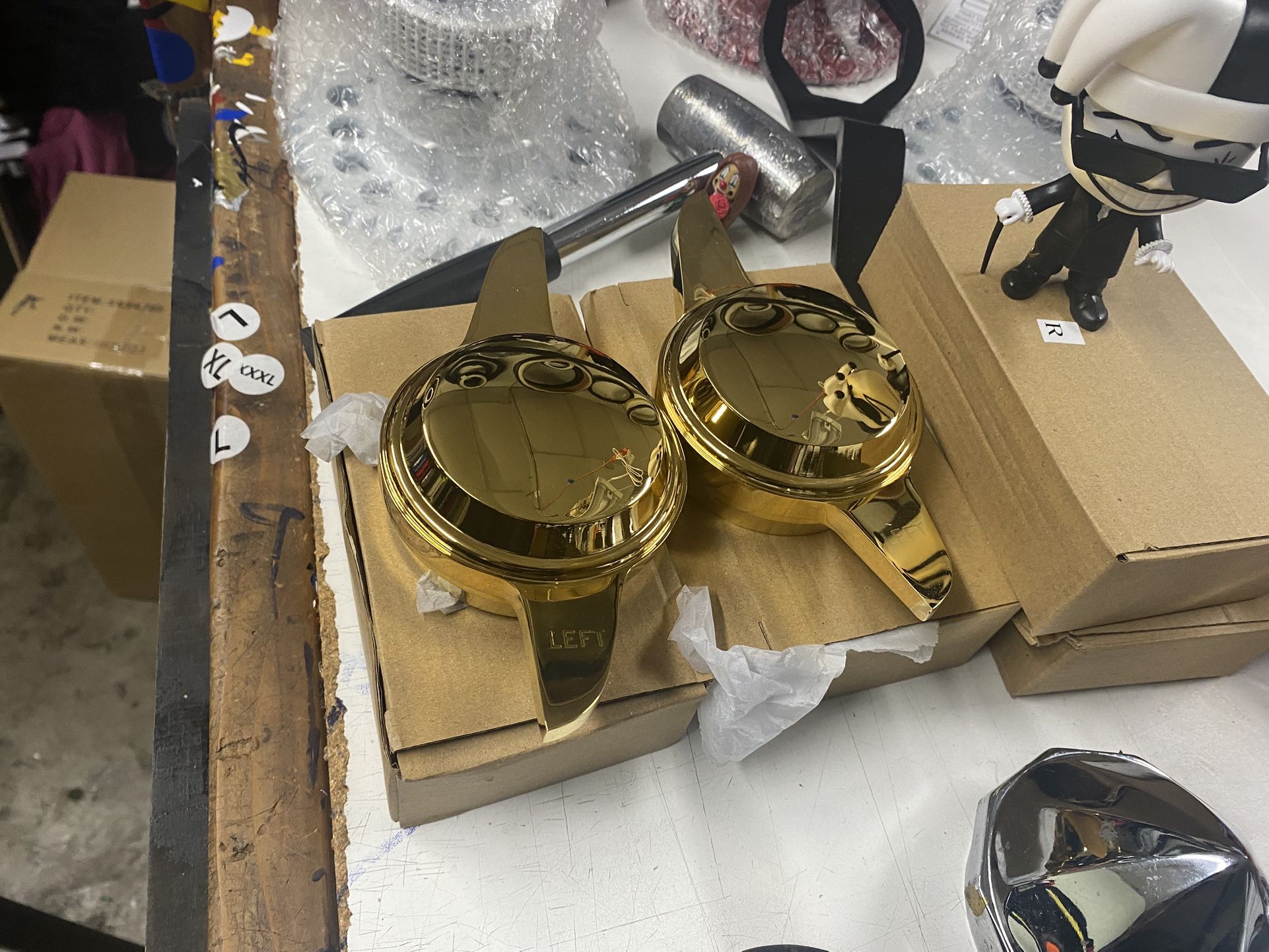 Gold knock off chrome hammers wrench, Emblems