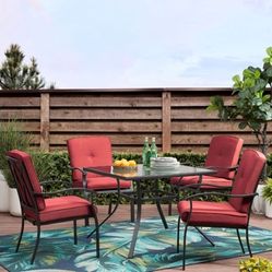 Belden Park 5-Piece Dining Set Table, Red. Assembled