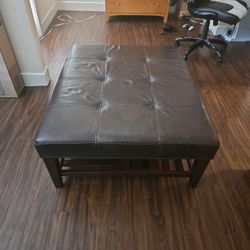 Brown Leather Ottoman