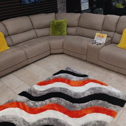 *Memorial Day Now*---Alejandra Sophisticated Mocha Fabric Reclining Sectional Sofa---Delivery And Easy Financing Available👍