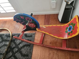 Vintage Made In USSR Soviet Folk Art Hand Painted Floral Motif Rocking Horse Toy