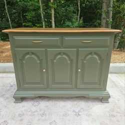 Green Thomasville Sideboard Buffet with Walnut Top