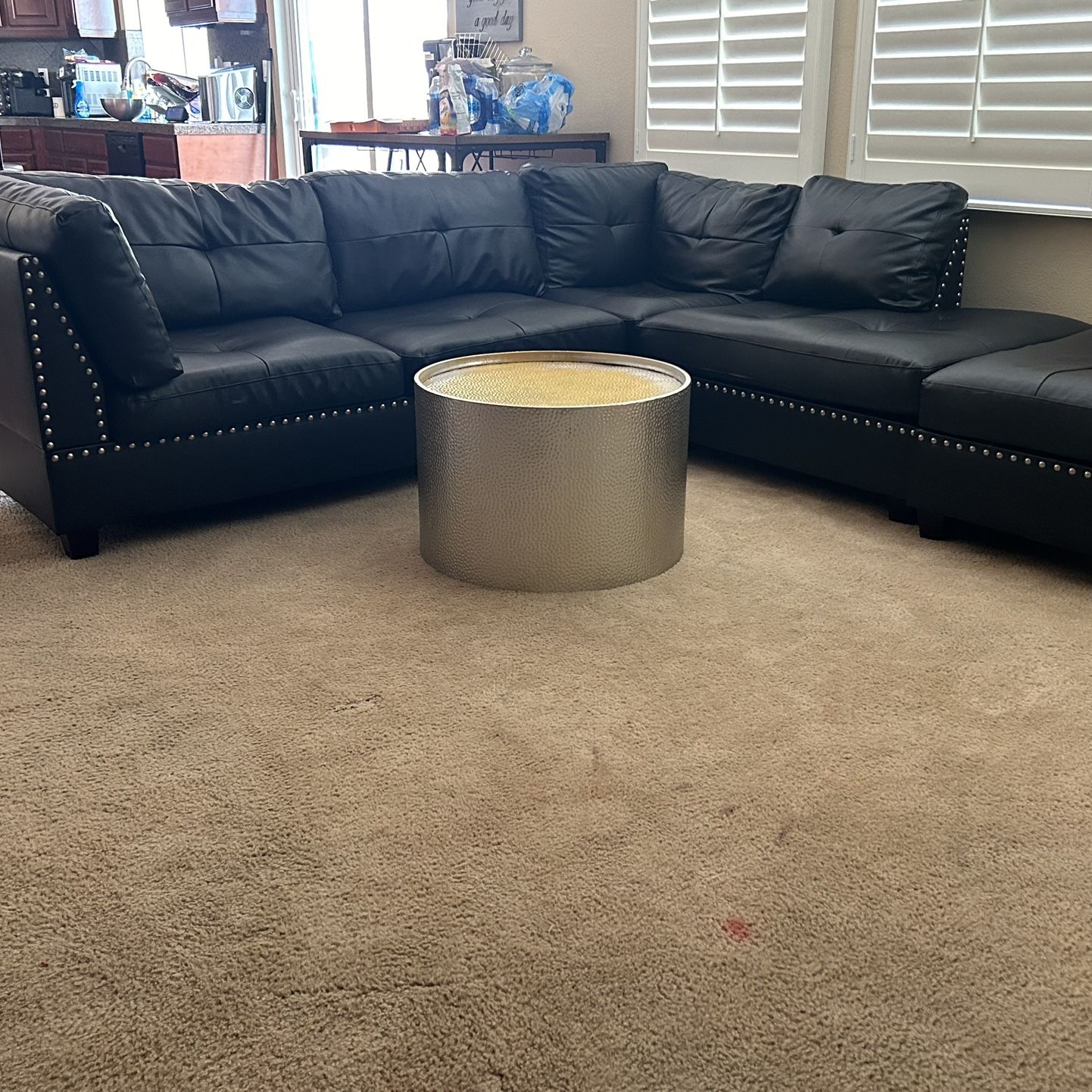 Black Sectional With Coffee Table And End Tables