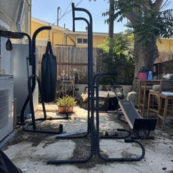 Exercise Equipment- Punching Bag  Pull Up & Glider Bench