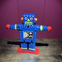 The Original Toy Company Robot X-7 Wooden Toy - Blue