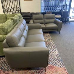 New Top Grain Genuine Leather Couch And Love  Seat Set 