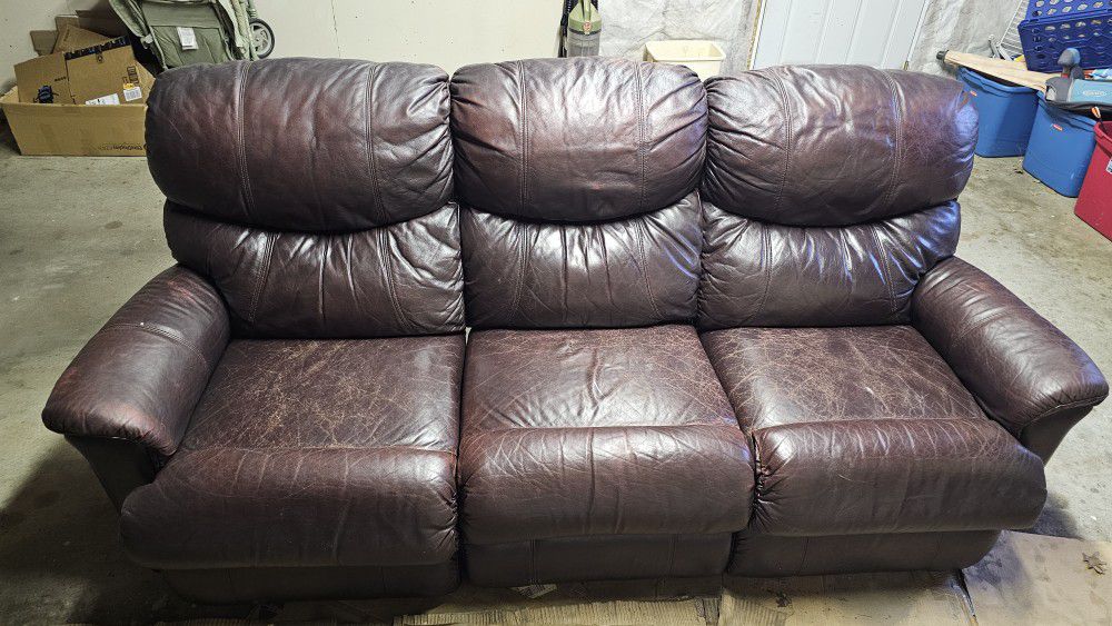 Lazboy genuine leather reclining couch sofa