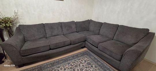 Large Gray Fabric Sectional Sofa