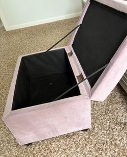 Velvet Storage Ottoman Bench with Hidden Storage