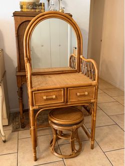 Vintage Rattan Cane Vanity