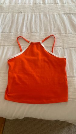 Orange Halter Crop Tank Top