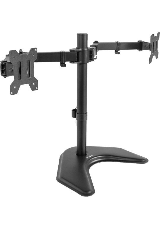 VIVO Dual LED LCD Monitor Mount, Free-Standing Desk Stand for 2 Screens up to 32 Inch, Heavy-Duty Fully Adjustable Arms with Max VESA 100x100mm, Black