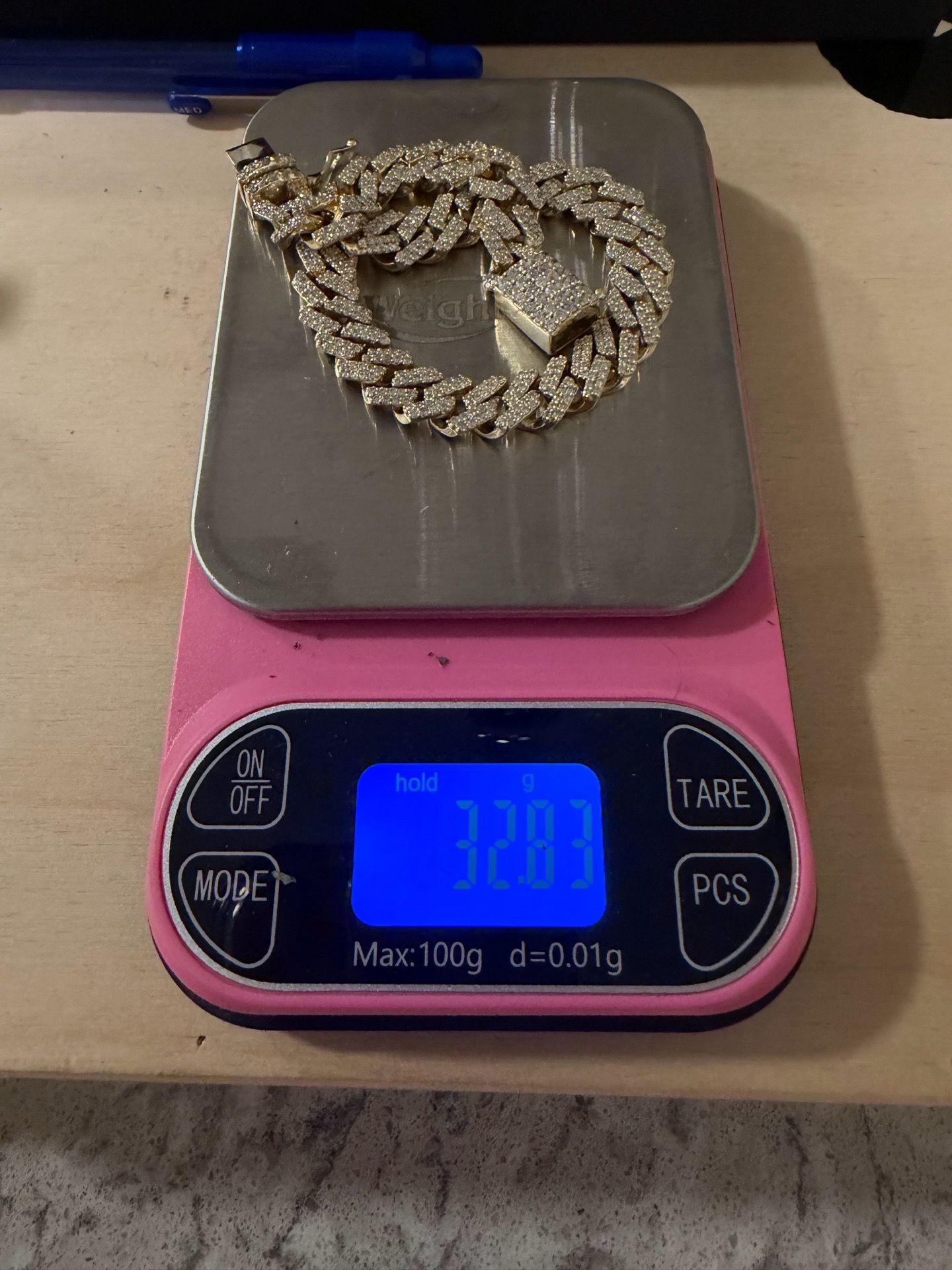 Gold & Diamond Cuban Bracelet 33g