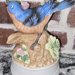 Milano Porcelain Vintage Blue Bird Music Box