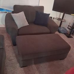 Charcoal Gray Couch With Ottoman