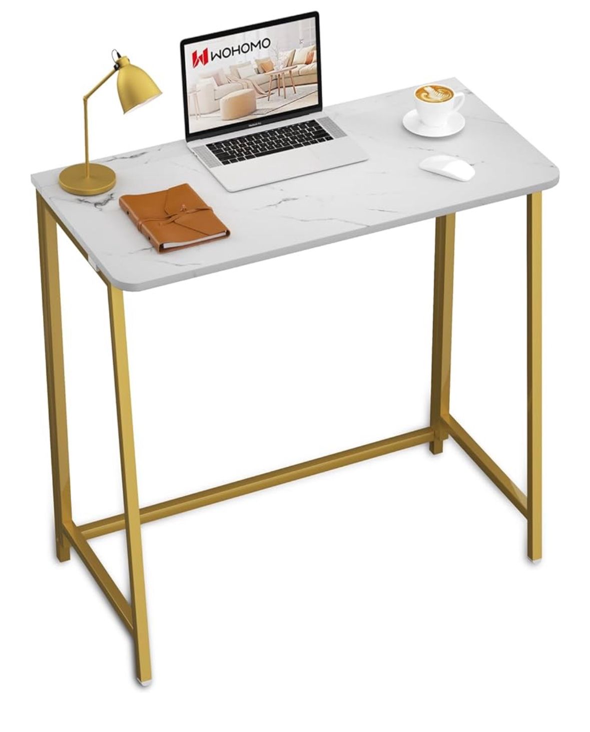 Foldable Desk Faux Marble And Gold