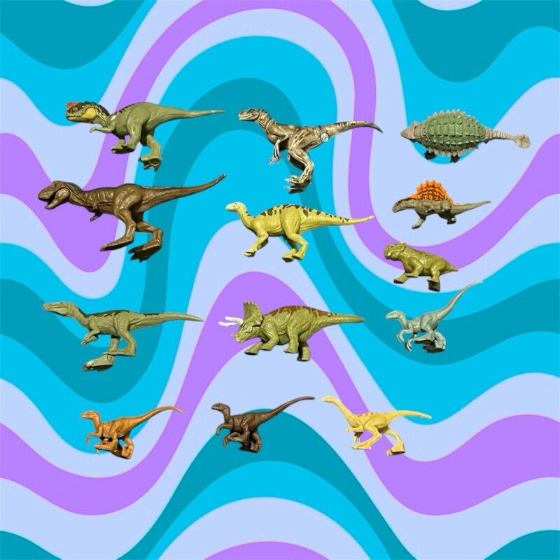 Jurassic World Dominion Mini Dinosaur Figures Lot of 12 T-Rex Raptors Amblin