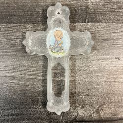 PRECIOUS MOMENTS FROSTED GLASS WALL CROSS