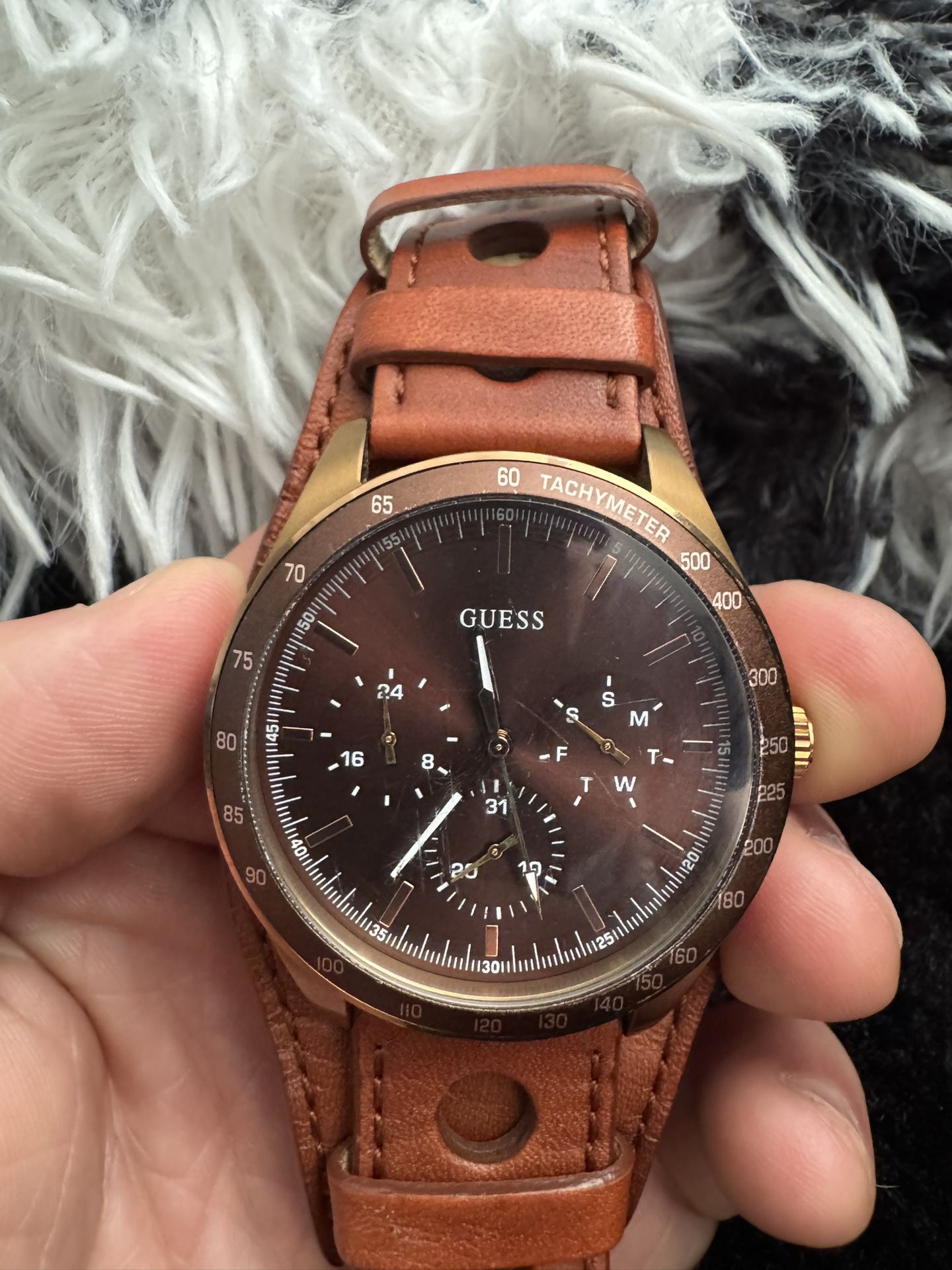 Men’s Chronograph Watch – Brown Leather Strap
