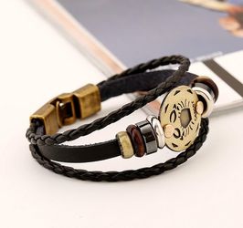 12 Constellations Multilayer Leather Bracelet, Cancer