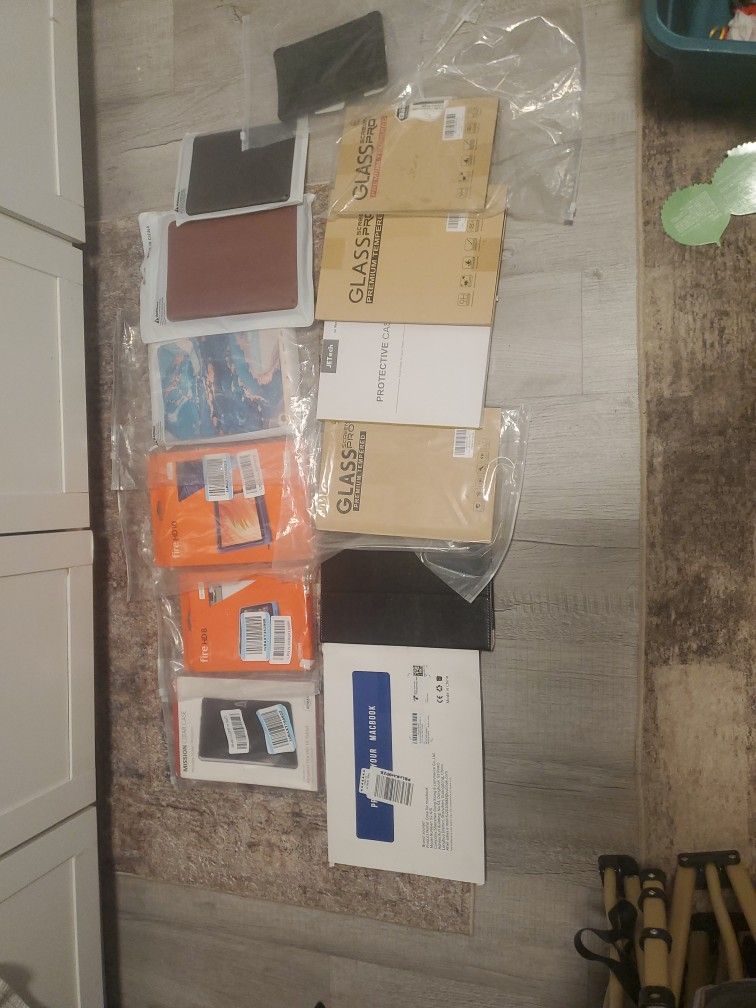 Lot Of New Tablet Cases And Tempered Glass For Various Tablets