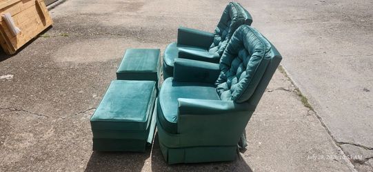 2- Old Swivel/Recliner chairs with matching ottoman