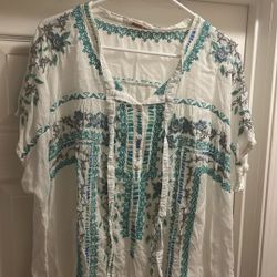 Johnny Was Women’s White Embroidered Tunic