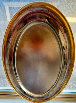 Vintage Silver-Plated Oval Serving Platter / Meat Tray