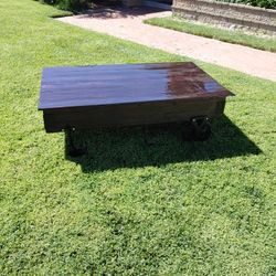 rustic wood cart coffee table