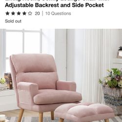 Accent chair with ottoman velvet fabric