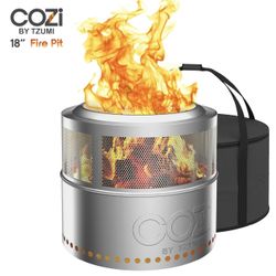 Smokeless Fire Pit Stainless Steel Portable Fire Pit with Carry Bag, 18”