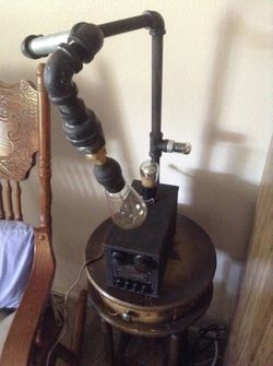 Steam punk lamp, new one of a kind. Edison bulb dims with a touch of your finger.