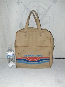 Vintage 1960's/70's Pan Am Airlines Canvas Travel Bag (No Shoulder Strap) Has Metal Zipper