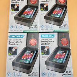 ZEROGERM ULTRA-VIOLET LIGHT SMARTPHONE SANITIZER ZG-MC12/4 NEW LOT OF 4 PIECES