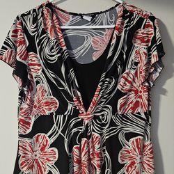 1X Perseption Women  Black Floral Stretch Polyester 36x26