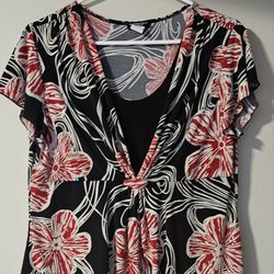 1X Perseption Women  Black Floral Stretch Polyester 36x26