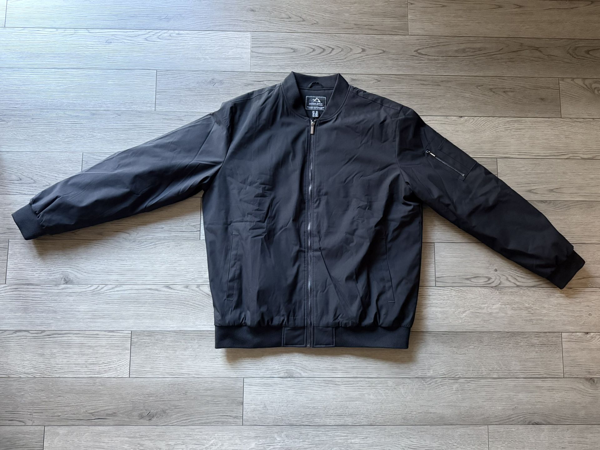 Men’s Black Bomber Jacket Quilted Lining XL Like New