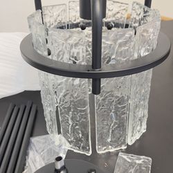 Glacier Pendant Matte Black single light L28 $20