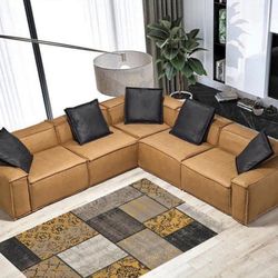 Brown Leather Sectional Sofa