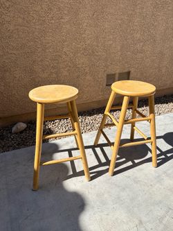 2 Solid Wood Bar Stools – 29” Tall – Counter/Bar Height