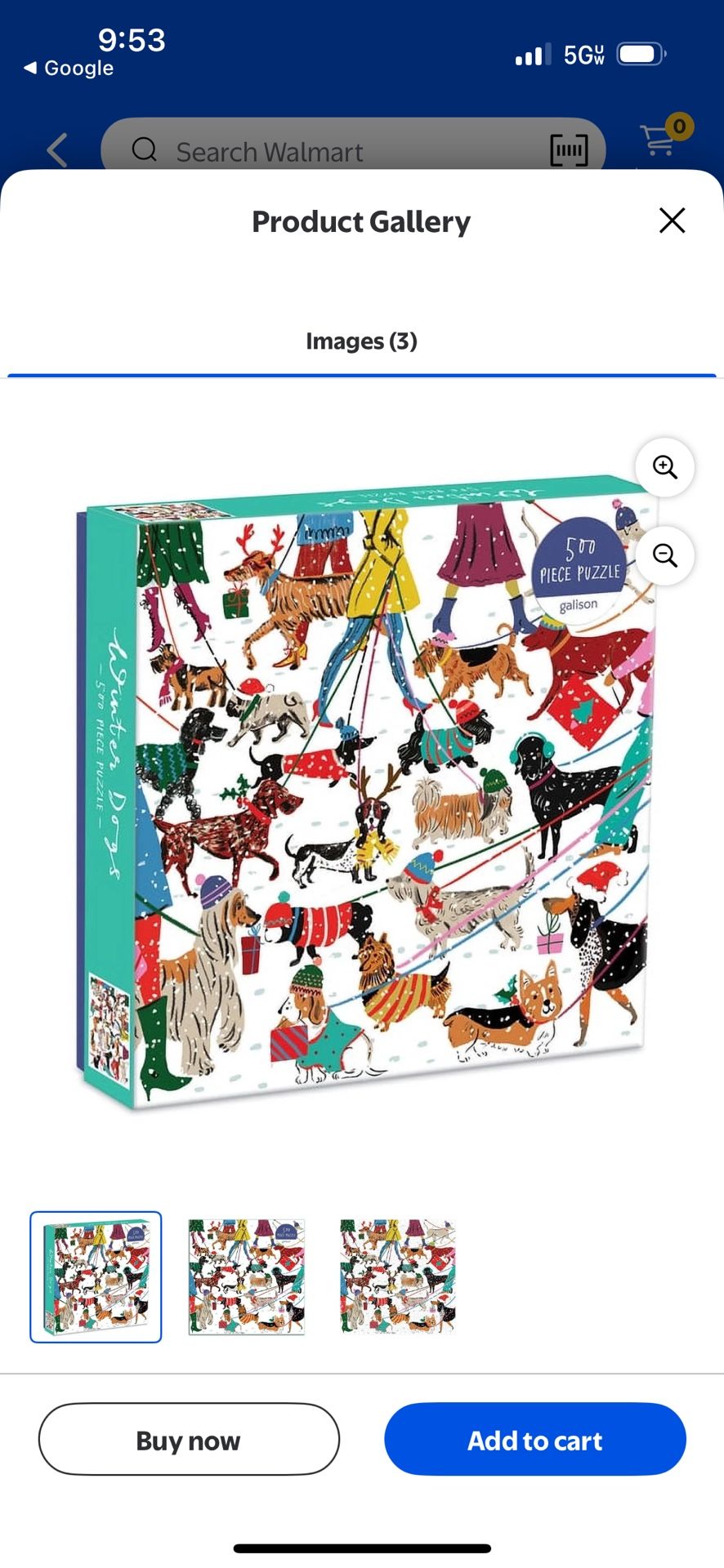 Winter Dogs 500 Piece Puzzle Galison New 